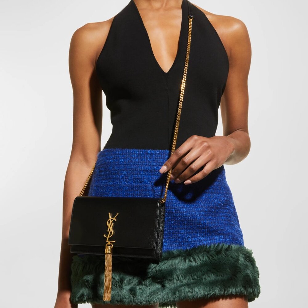 Saint Laurent Kate Small Tassel WOC in Grained Leather | Worn w/ Box & Dust Bags